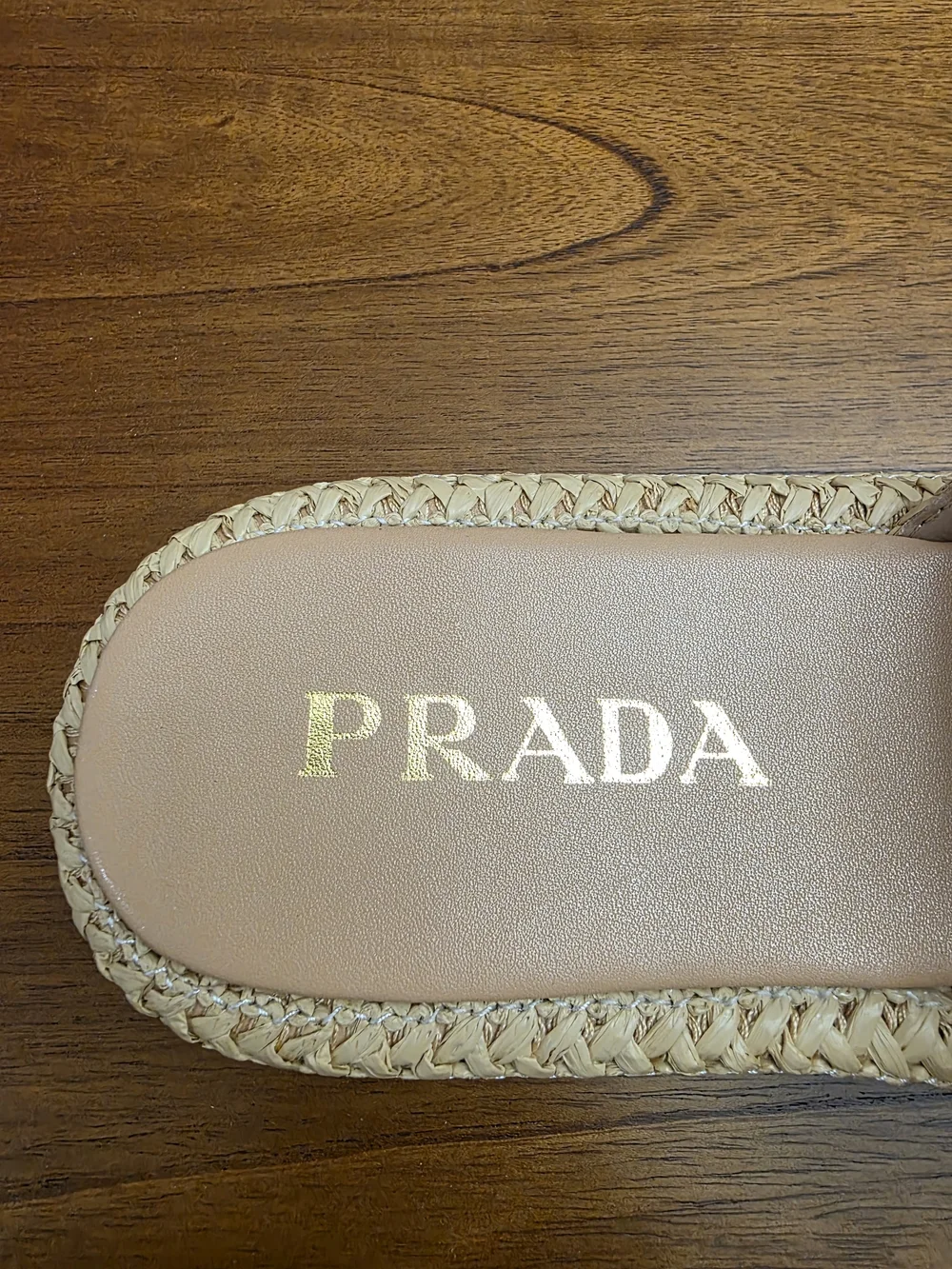 Prada Beige Woven Slide Sandals  (New) - Picture 6 of 10